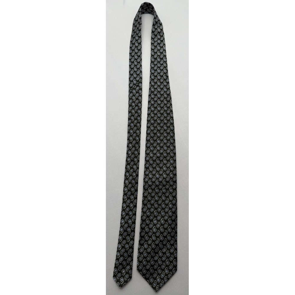 Brooks Brothers 100% Silk Tie Black W/ White Blue Paisley 57 X 3.5" - Picture 4 of 7